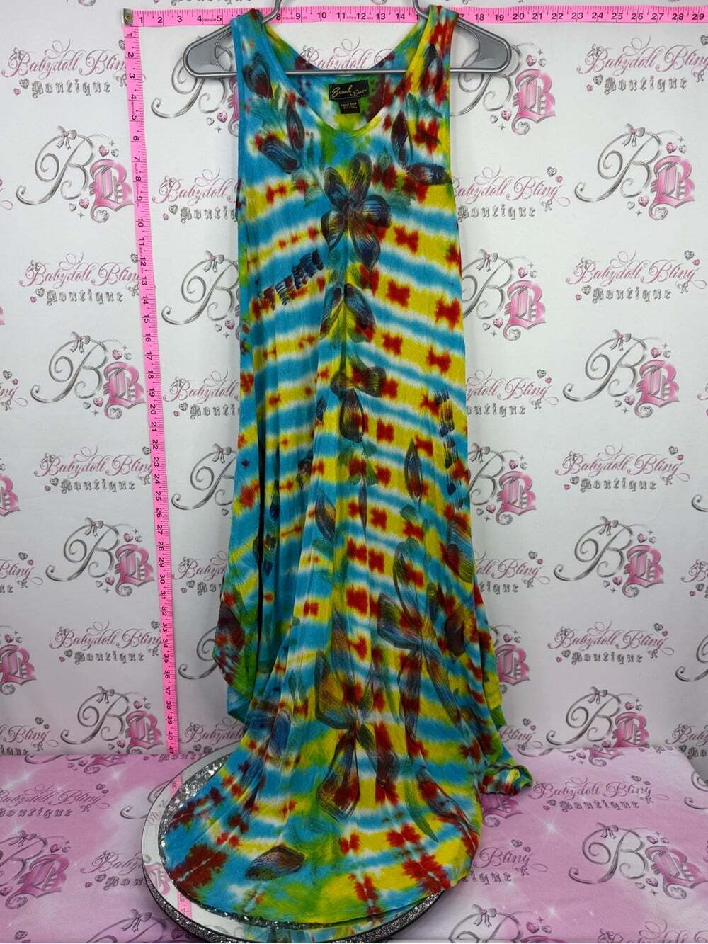 Beach By Exist dress long Blue, Yellow & Red Tie-Dye Maxi Dress